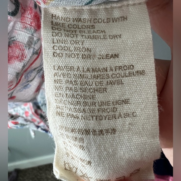 Anthropologie Let Me Be white red blue floral ruffle sleeve boho blouse sz 4 - Picture 6 of 7